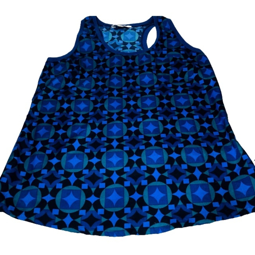 Banana Republic Sleeveless Blouse Women’s Small Blue & Black Geometric Pattern